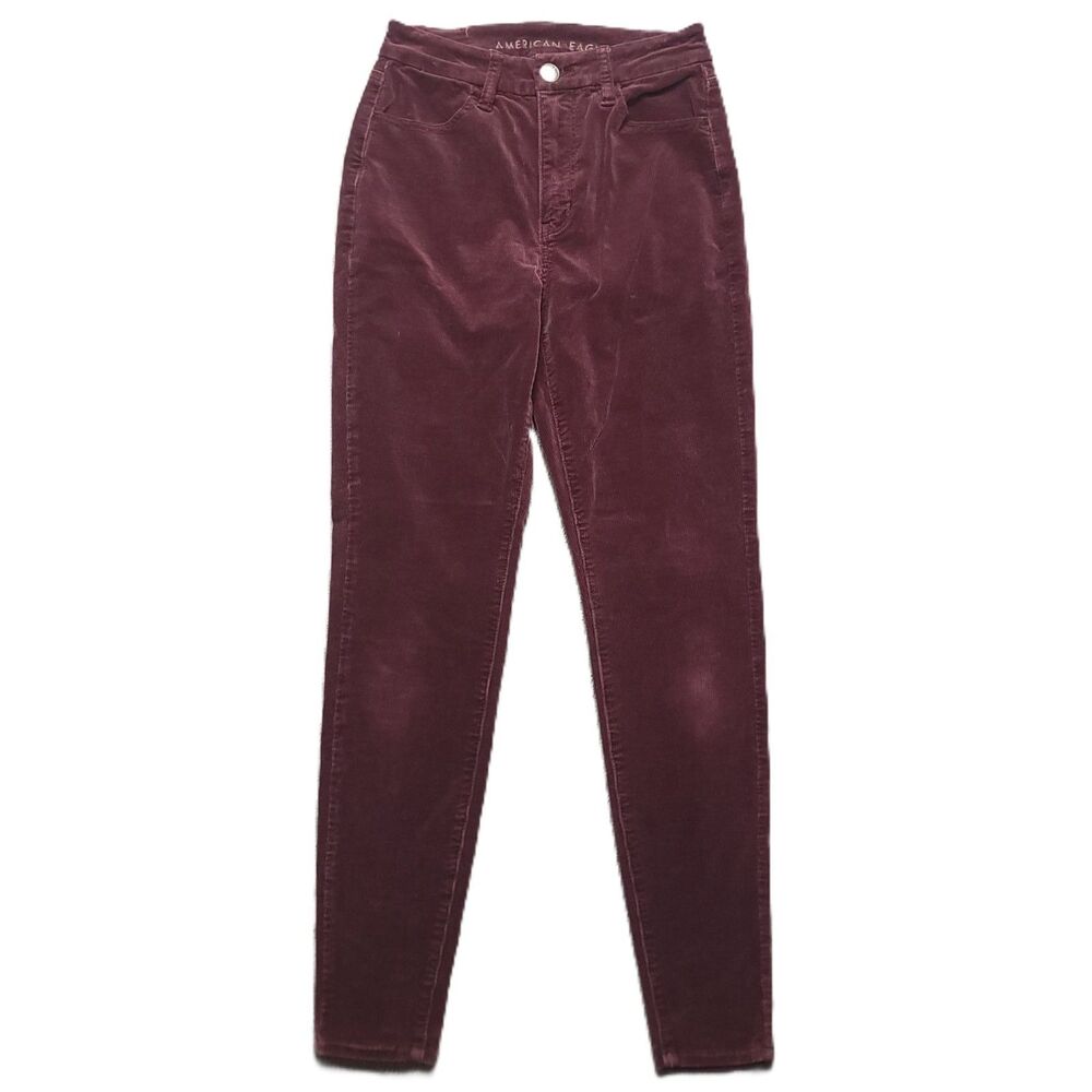 American Eagle Curvy Hi Rise Jegging Womens 2 Pants Corduroy Burgundy